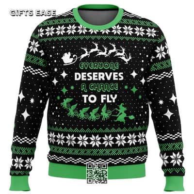 Everyone Deserves To Fly Ugly Christmas Sweater Wicked Snowflake