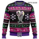 Beetleguise Beetlejuice Ugly Christmas Sweater Snowflake Pine Tree Pattern