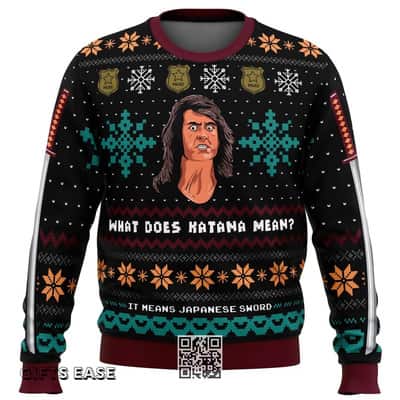 Samurai Cop Ugly Christmas Sweater What Does Katana Mean