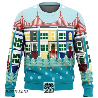 Blue Everywhere Full House Ugly Christmas Sweater
