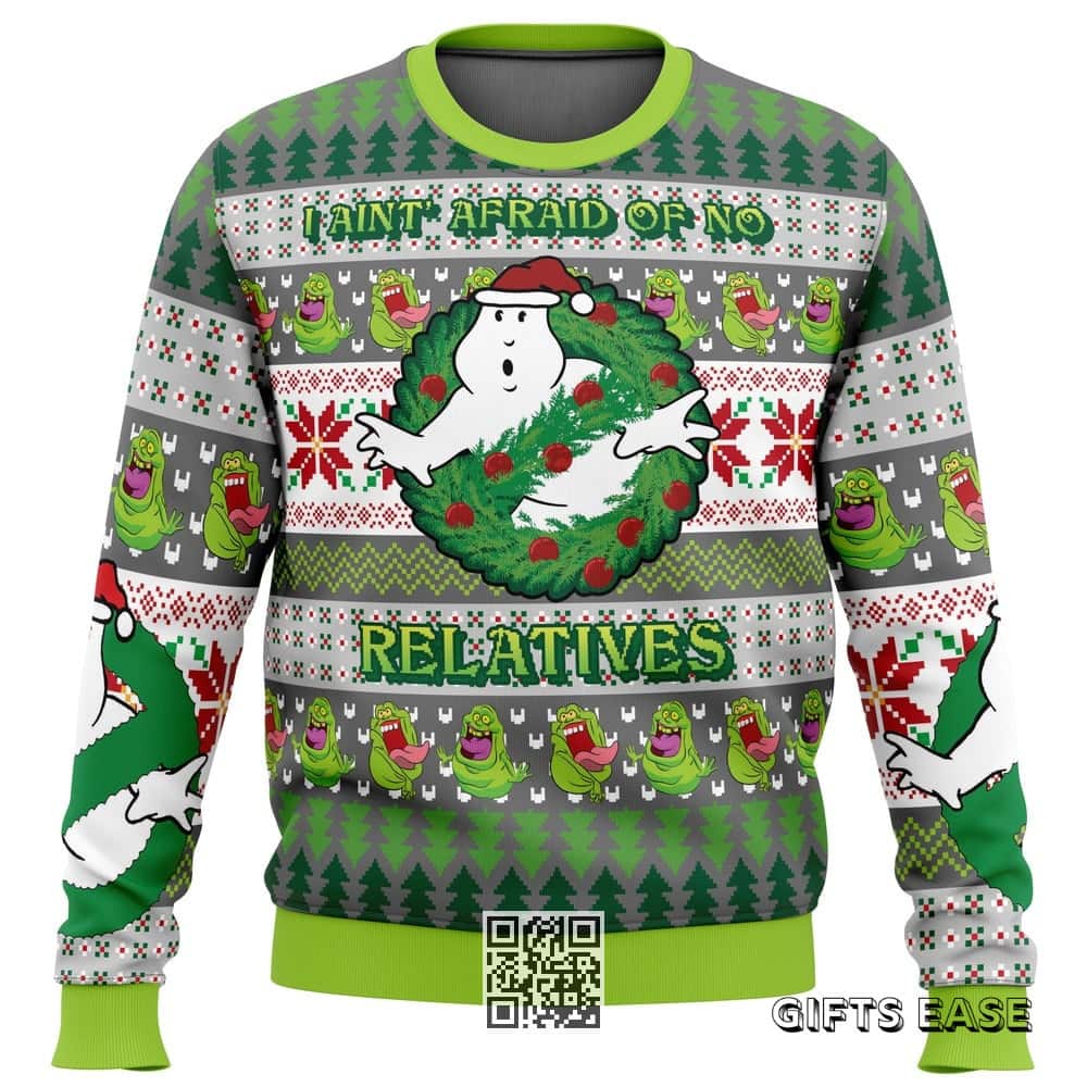 Ghostbusters Ugly Christmas Sweater I Ain't Afraid of No Relatives Ghostbusters Ugly Christmas Sweater I Ain't Afraid of No Relatives