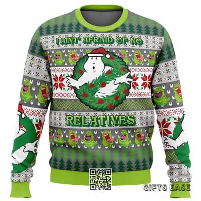 Ghostbusters Ugly Christmas Sweater I Ain't Afraid of No Relatives