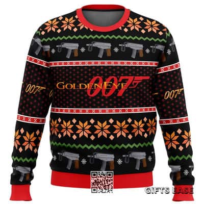 Golden Eye Ugly Christmas Sweater Snowflake Pattern