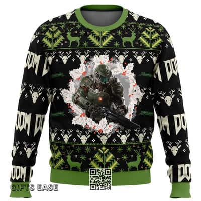 Doom V2 Ugly Christmas Sweater Doomguy Xmas Pattern
