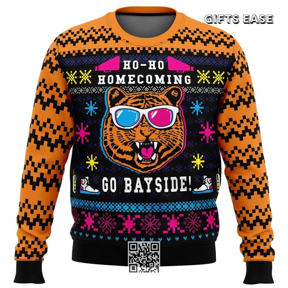Saved By The Bell Ugly Christmas Sweater Ho-Ho Homecoming Go Bayside Saved By The Bell Ugly Christmas Sweater Ho-Ho Homecoming Go Bayside
