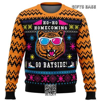 Saved By The Bell Ugly Christmas Sweater Ho-Ho Homecoming Go Bayside