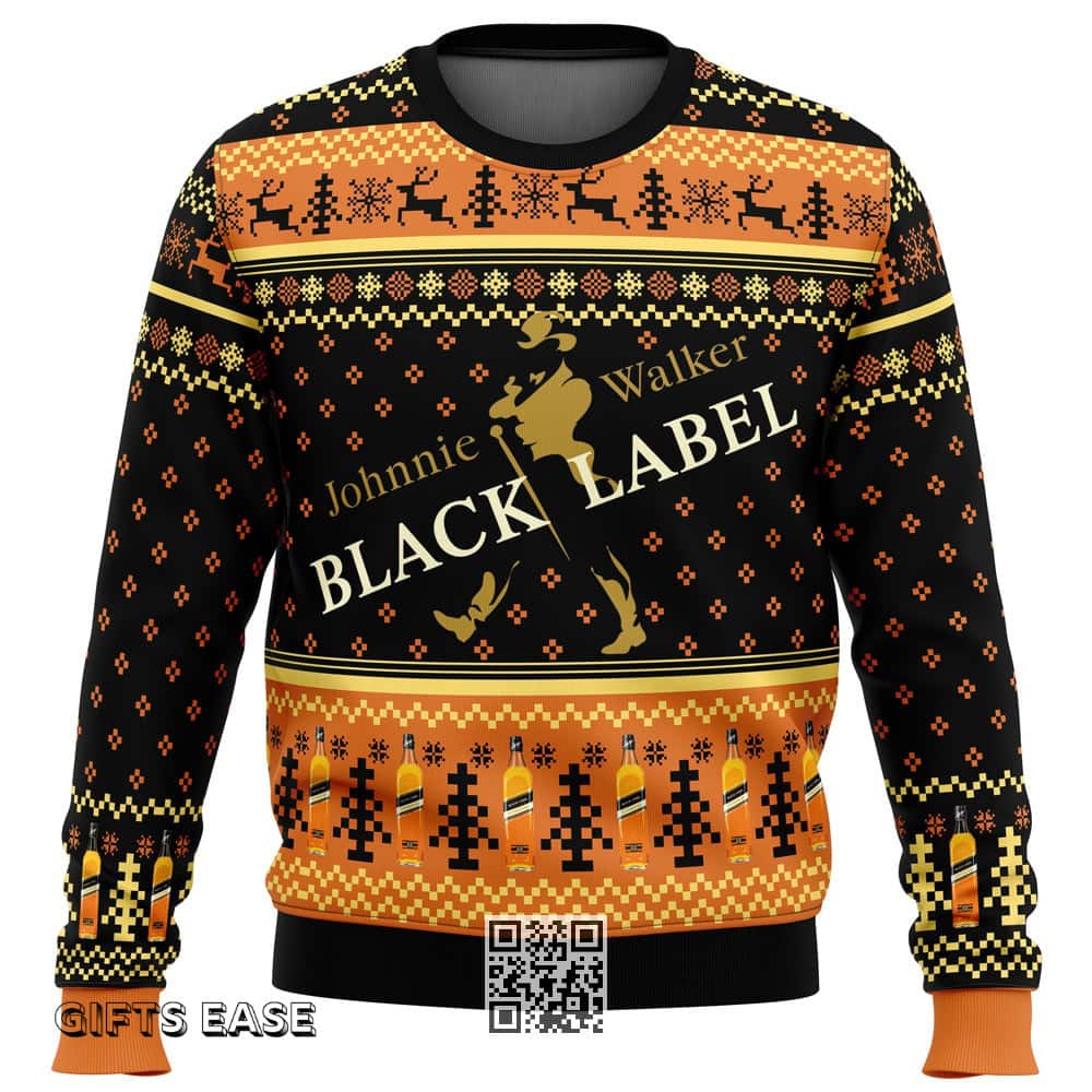 Johnnie Walker Black Label Ugly Christmas Sweater Winter Gift Johnnie Walker Black Label Ugly Christmas Sweater Winter Gift
