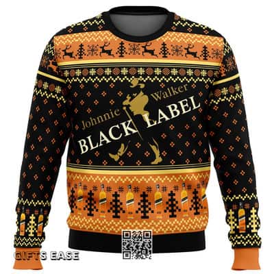 Johnnie Walker Black Label Ugly Christmas Sweater Winter Gift