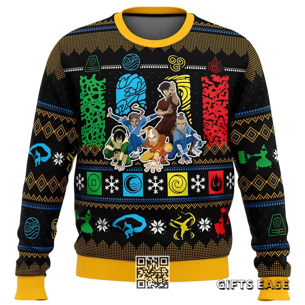 Avatar The Last Airbender Ugly Christmas Sweater Characters Avatar The Last Airbender Ugly Christmas Sweater Characters