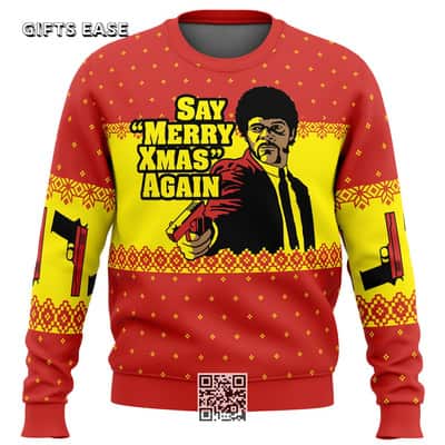 Pulp Fiction Ugly Christmas Sweater Merry Xmas Again