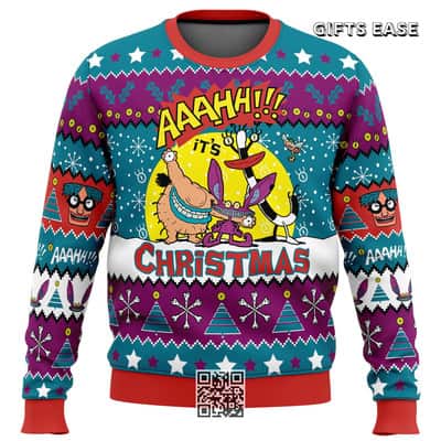 Aaahh Real Monsters Nickelodeon Ugly Christmas Sweater Krumm Ickis Oblina