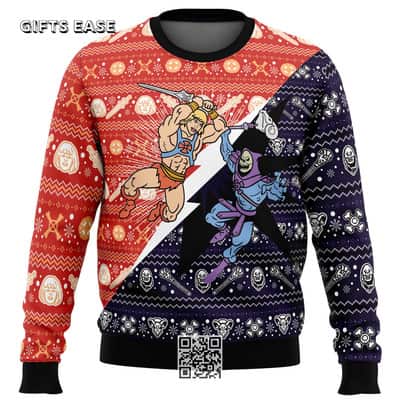 Black Red He-Man Vs Skeletor Ugly Christmas Sweater