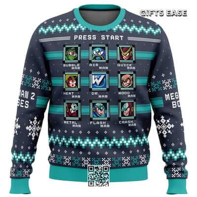 Mega Man 2 Bosses Ugly Christmas Sweater Press Start