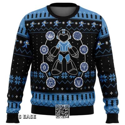 Elemental Weapon Mega Man Ugly Christmas Sweater Snowflake Pattern