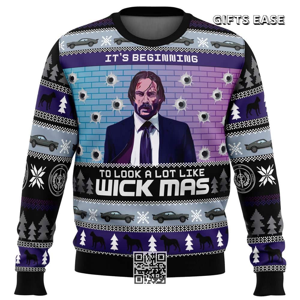 Wick-mas John Wick Ugly Christmas Sweater It's Beginning To Look A Lot Like Wick Mas Wick-mas John Wick Ugly Christmas Sweater It's Beginning To Look A Lot Like Wick Mas