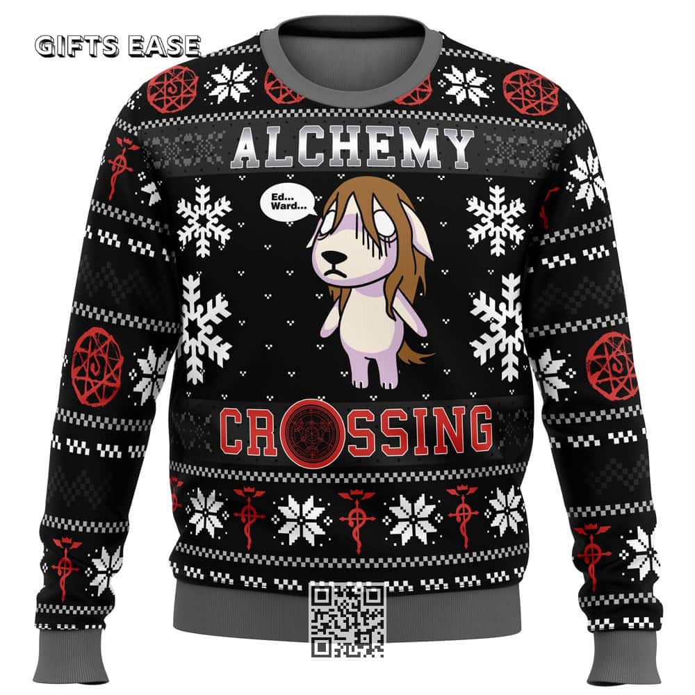 Black Alchemy Crossing Fullmetal Alchemist Ugly Christmas Sweater Black Alchemy Crossing Fullmetal Alchemist Ugly Christmas Sweater