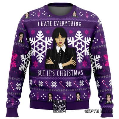 Purple Christmas Wednesday Adams Family Ugly Christmas Sweater