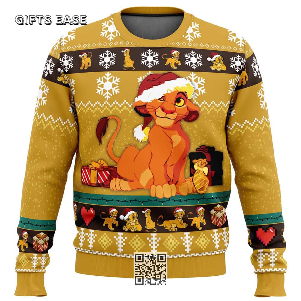 Young Simba The Lion King Ugly Christmas Sweater Snowflake Pattern Young Simba The Lion King Ugly Christmas Sweater Snowflake Pattern