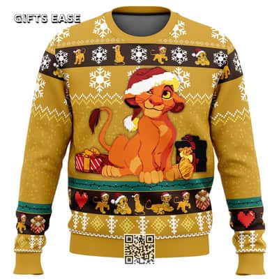 Young Simba The Lion King Ugly Christmas Sweater Snowflake Pattern Young Simba The Lion King Ugly Christmas Sweater Snowflake Pattern