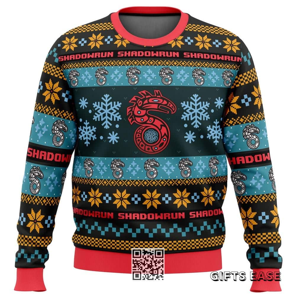 Shadowrun Board Games Ugly Christmas Sweater Snowflake Pattern Shadowrun Board Games Ugly Christmas Sweater Snowflake Pattern