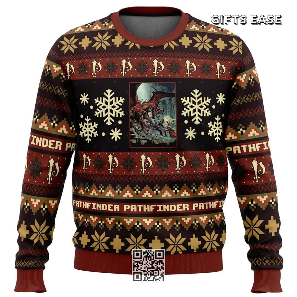 Pathfinder Board Games Ugly Christmas Sweater Snowflake Pattern Pathfinder Board Games Ugly Christmas Sweater Snowflake Pattern