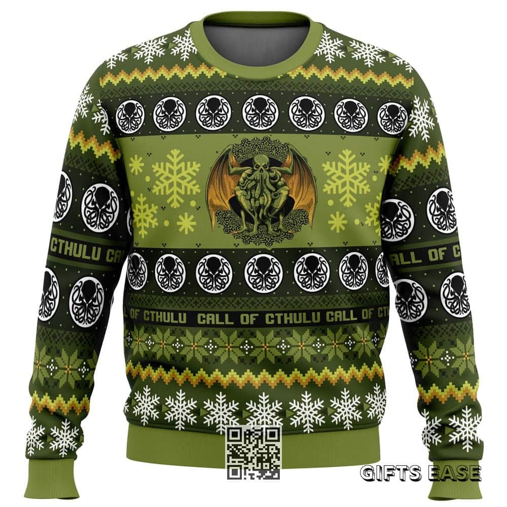 Green Call Of Cthulu Board Games Ugly Christmas Sweater Green Call Of Cthulu Board Games Ugly Christmas Sweater