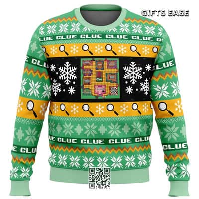Clue Board Games Ugly Christmas Sweater Snowflake Pattern