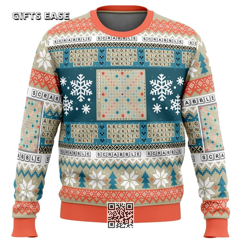 Scrabble Board Games Ugly Christmas Sweater Snowflake Pattern Scrabble Board Games Ugly Christmas Sweater Snowflake Pattern