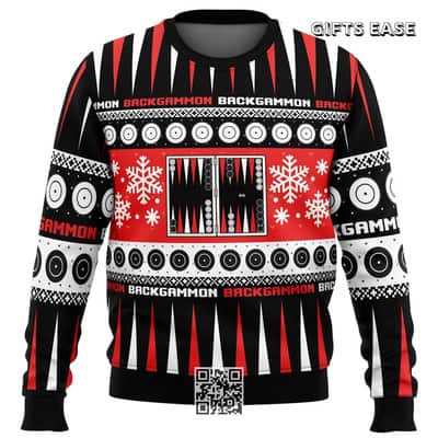 Black Backgammon Board Games Ugly Christmas Sweater Black Backgammon Board Games Ugly Christmas Sweater