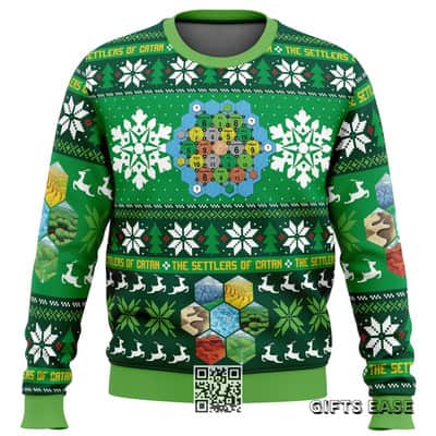 Green Settlers Of Catan Board Games Ugly Christmas Sweater Green Settlers Of Catan Board Games Ugly Christmas Sweater