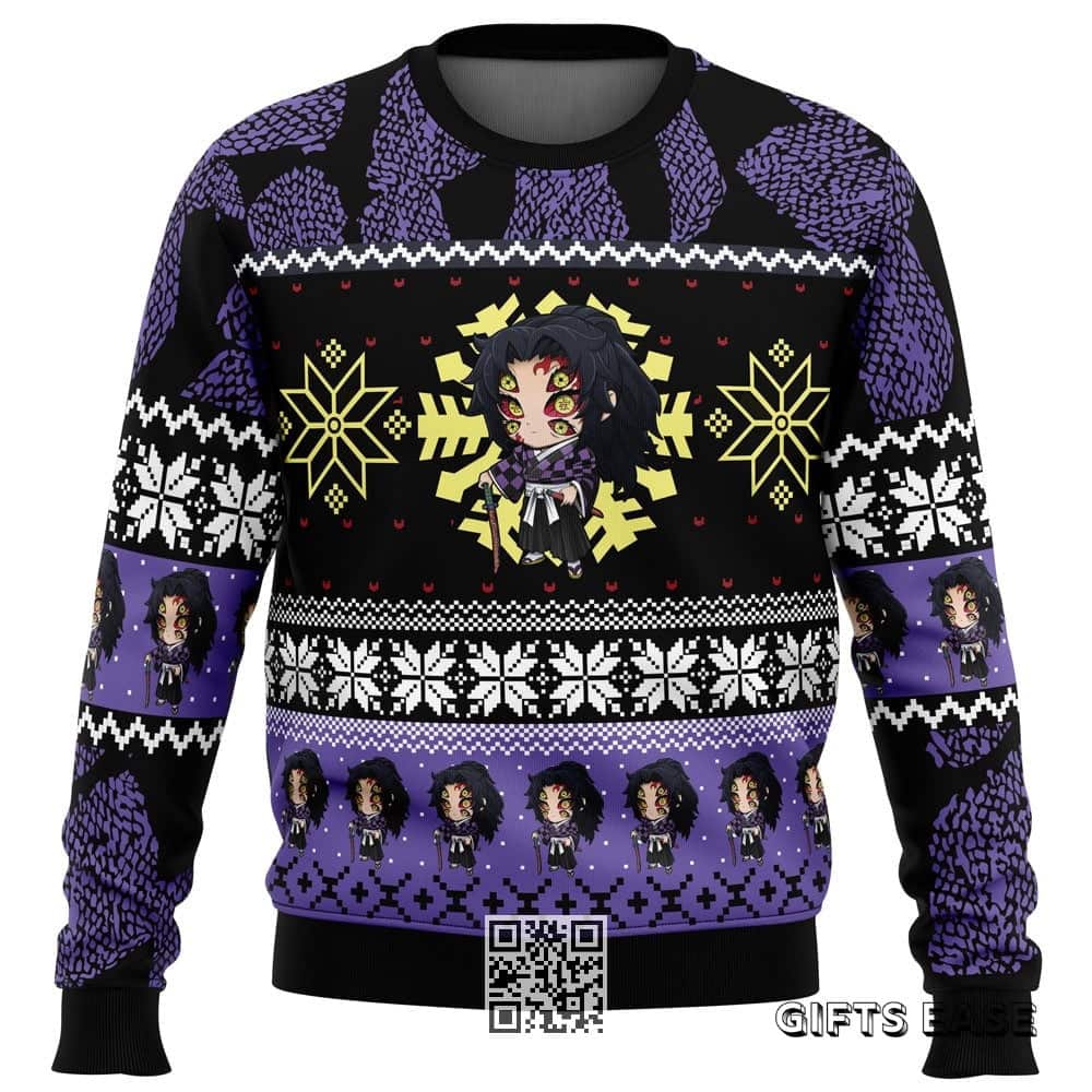 Chibi Kokushibo Demon Slayer Ugly Christmas Sweater Chibi Kokushibo Demon Slayer Ugly Christmas Sweater