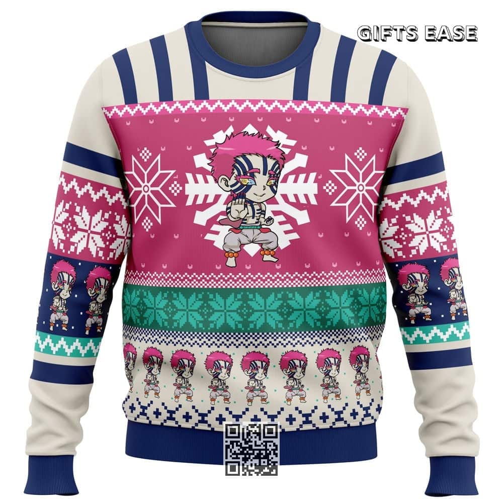 Chibi Akaza Demon Slayer Ugly Christmas Sweater Xmas Gift Chibi Akaza Demon Slayer Ugly Christmas Sweater Xmas Gift