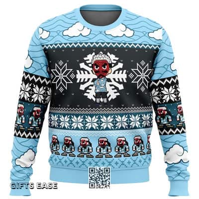 Blue Chibi Urokodaki Sakonji Demon Slayer Ugly Christmas Sweater