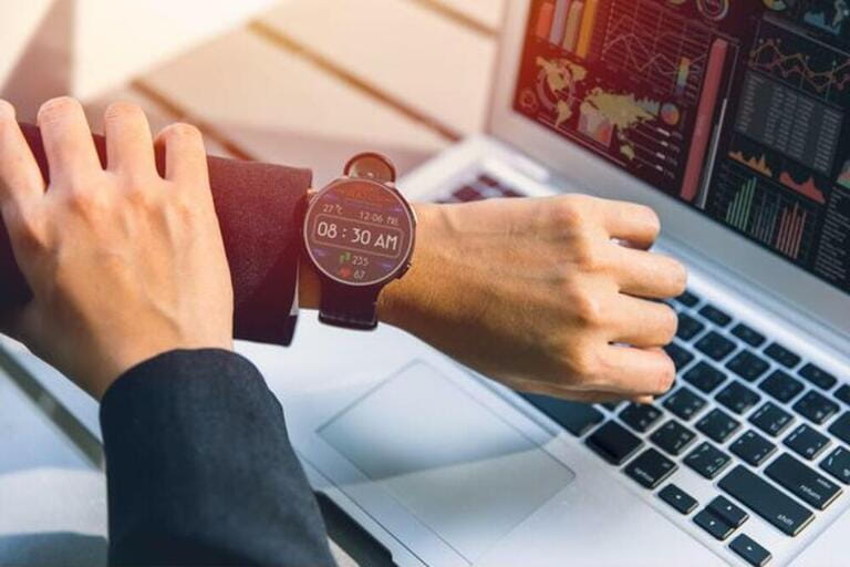 People looking at Smart Watch for healthy keep tracking step and heart rate everyday.