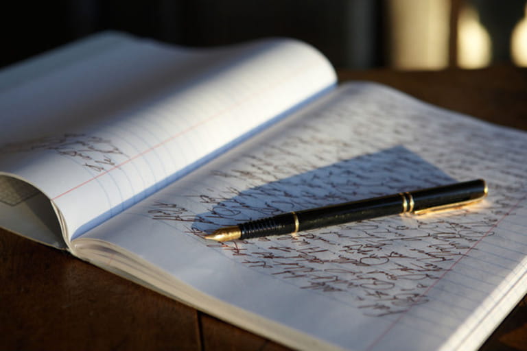 open journal notebook and fountain pen open journal notebook and fountain pen