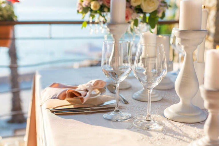 table decorated with flowers
