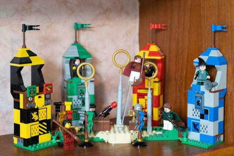 Harry Potter themed lego on display a UK home by an adult collector. A Quidditch match from lego's wizarding world series Harry Potter themed lego on display a UK home by an adult collector. A Quidditch match from lego's wizarding world series