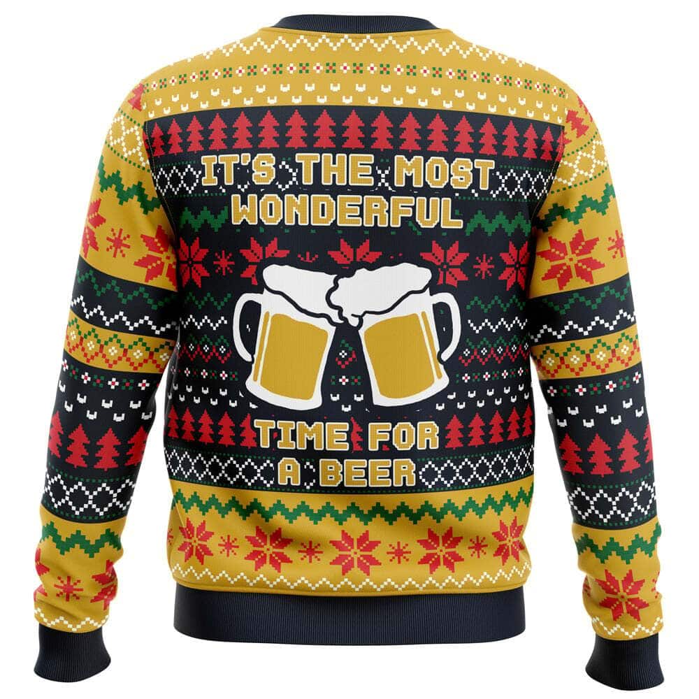 It&rsquo;s The Most Wonderful Time For A Beer Ugly Christmas Sweater Xmas Pattern