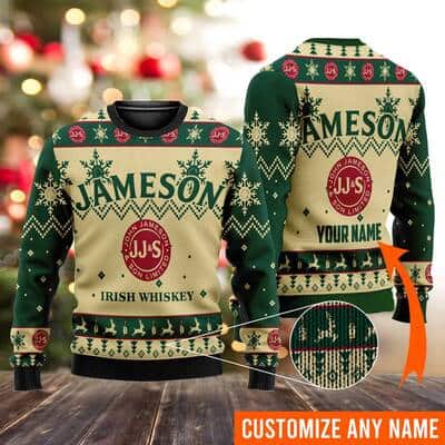 Jameson Irish Whiskey Ugly Christmas Sweater Custom Name