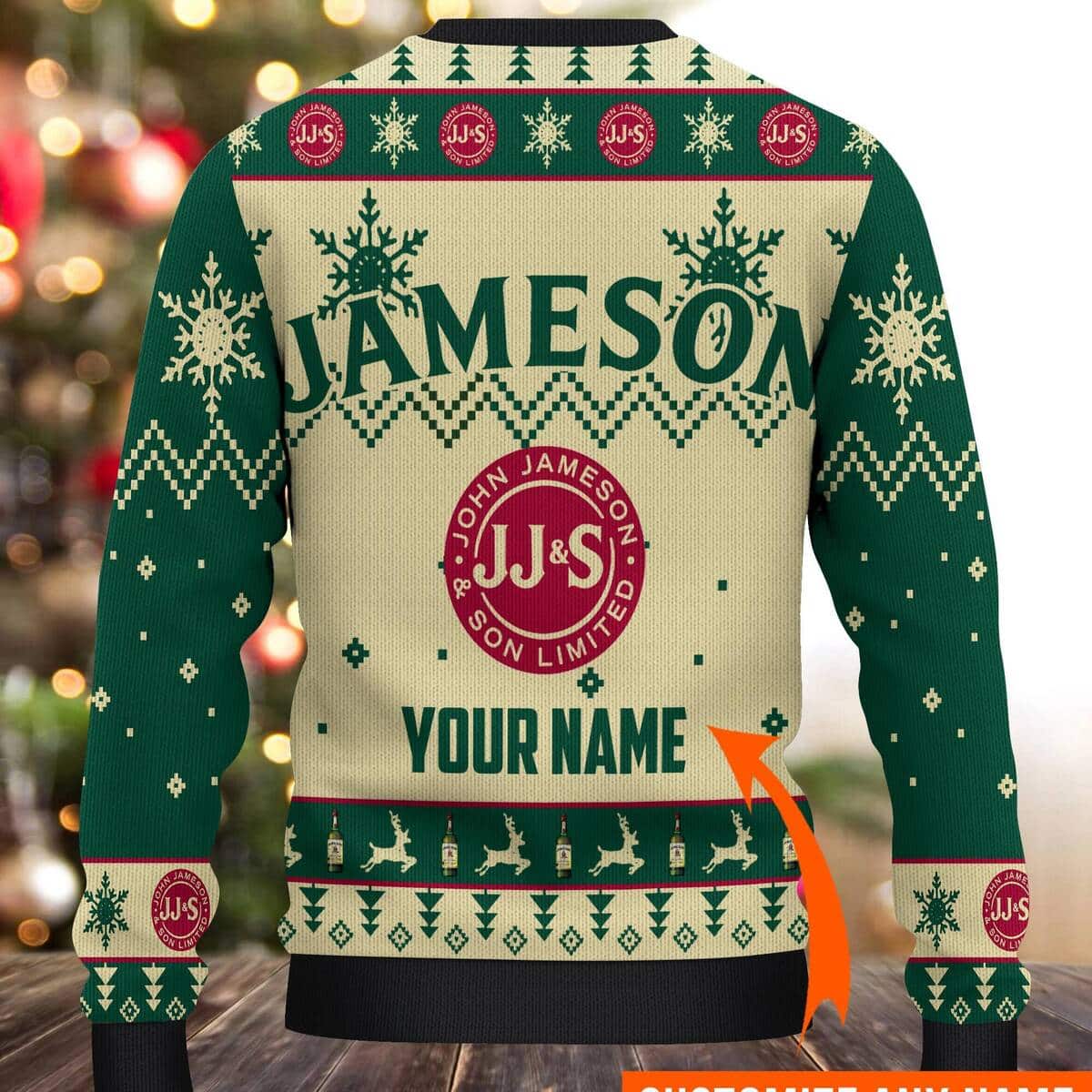 Jameson Irish Whiskey Ugly Christmas Sweater Custom Name