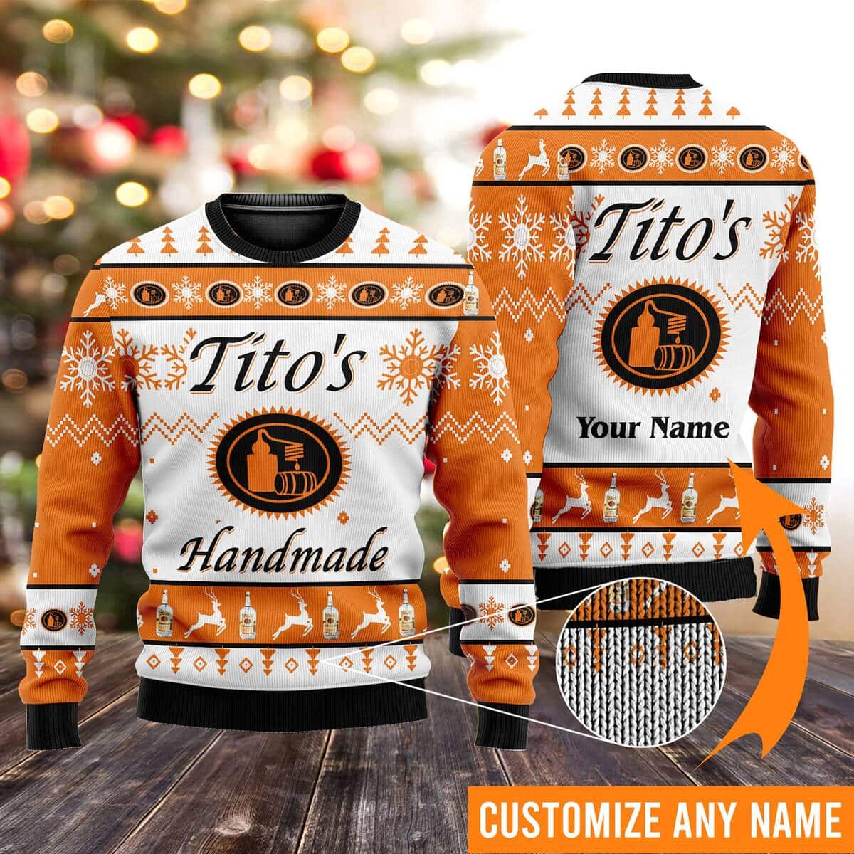 Tito's Vodka Ugly Christmas Sweater Custom Name Tito's Vodka Ugly Christmas Sweater Custom Name