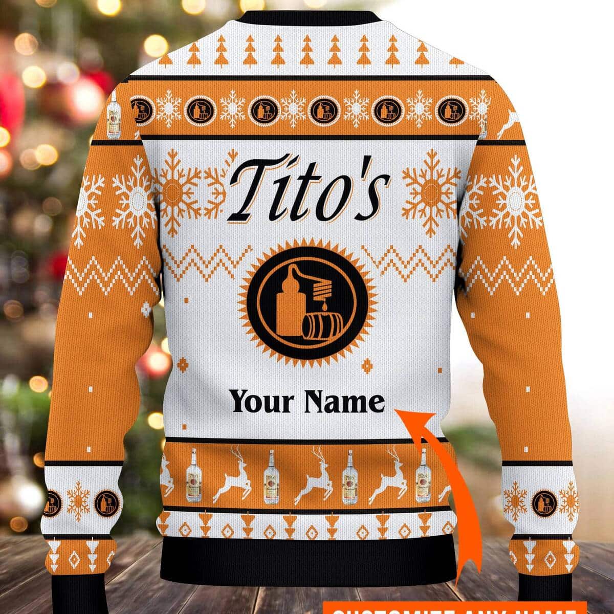 Tito's Vodka Ugly Christmas Sweater Custom Name Tito's Vodka Ugly Christmas Sweater Custom Name
