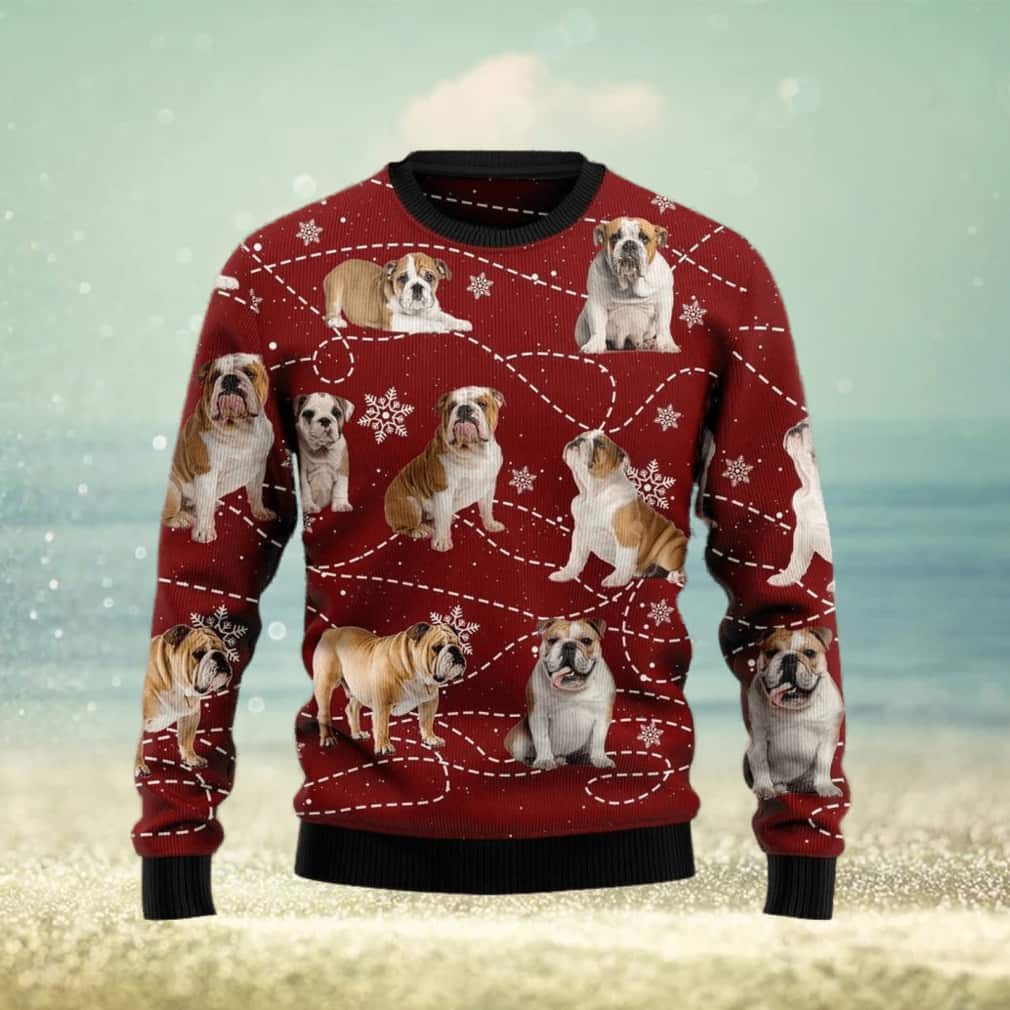 Red Bulldog Ugly Christmas Sweater