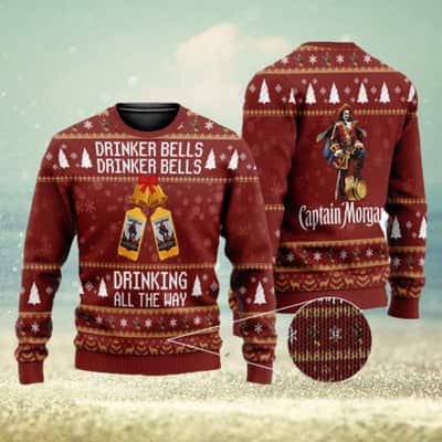 Captain Morgan Ugly Christmas Sweater Drinker Bells Drinking All The Way