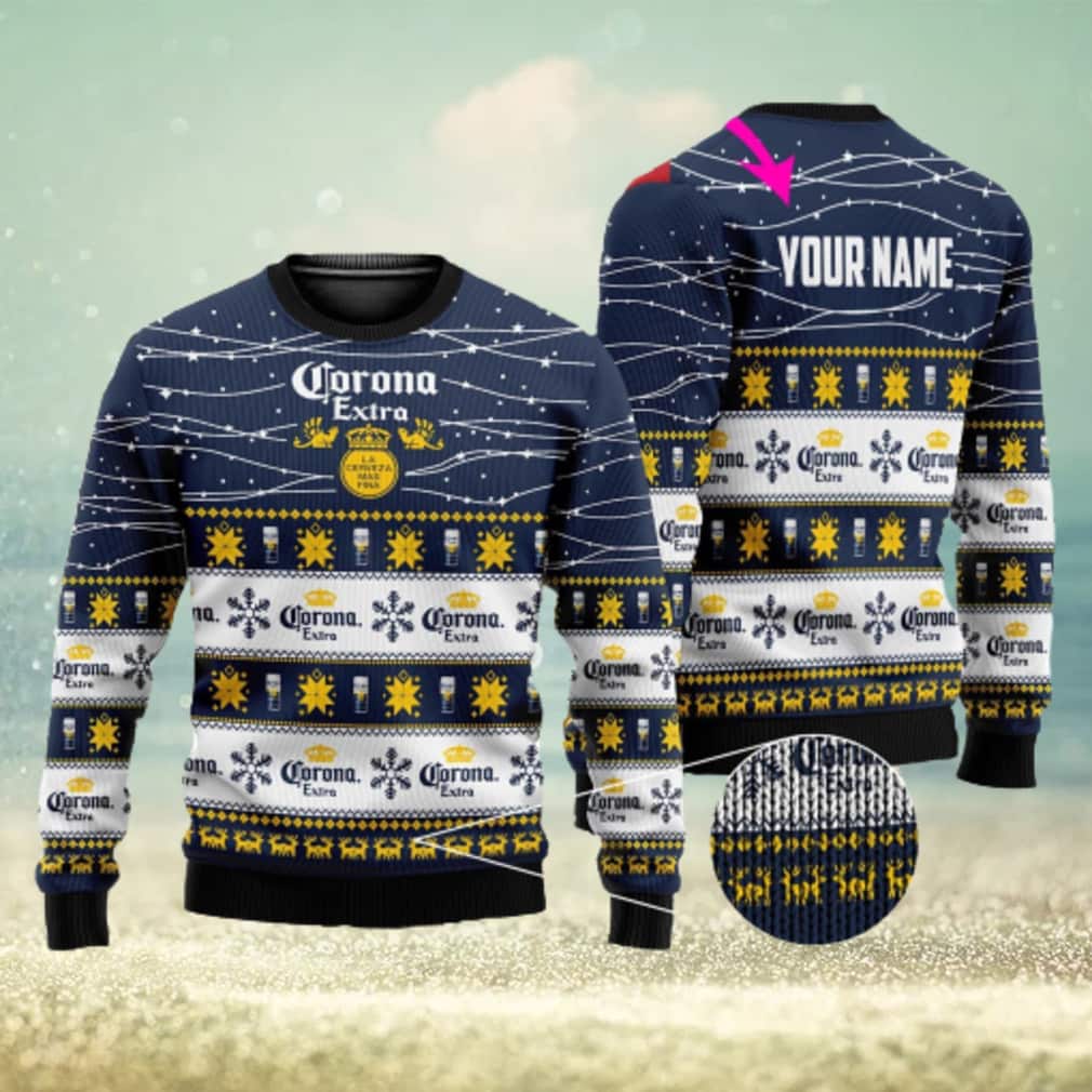 Corona Extra Beer Ugly Christmas Sweater Custom Name Corona Extra Beer Ugly Christmas Sweater Custom Name
