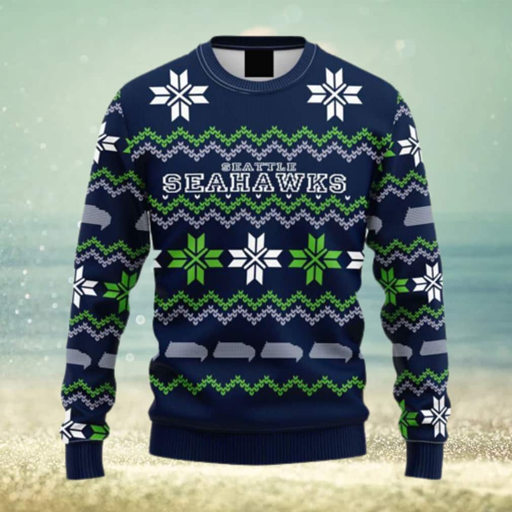 Blue NFL Seattle Seahawks Ugly Christmas Sweater Blue NFL Seattle Seahawks Ugly Christmas Sweater