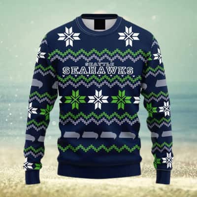 Blue NFL Seattle Seahawks Ugly Christmas Sweater