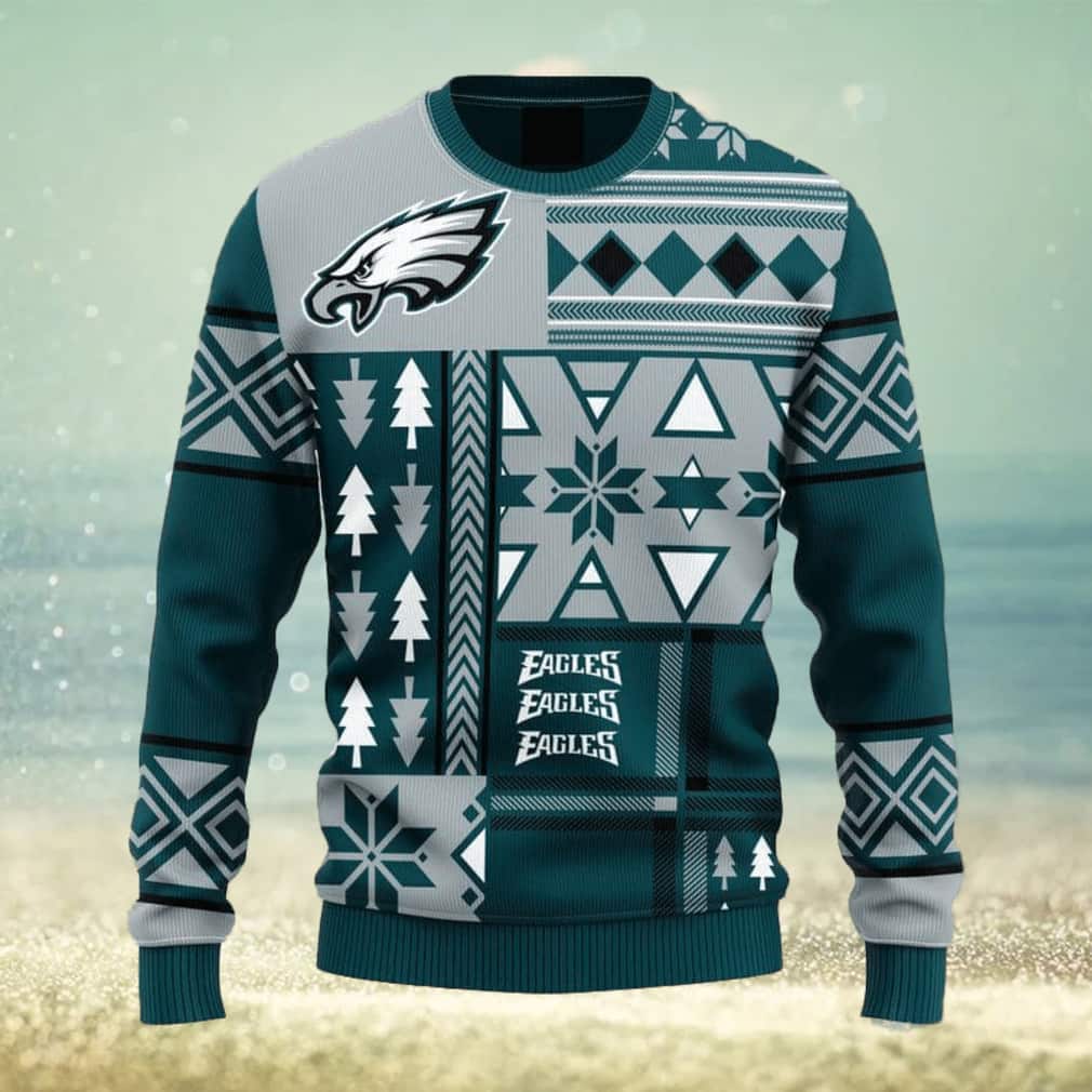 Green NFL Philadelphia Eagles Ugly Christmas Sweater snowflake pine tree Green NFL Philadelphia Eagles Ugly Christmas Sweater snowflake pine tree