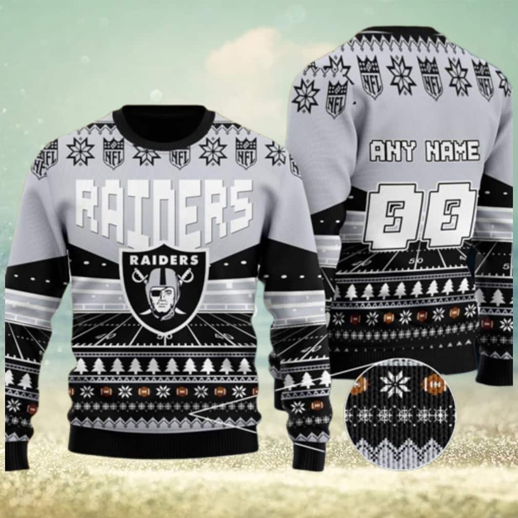 NFL Las Vegas Raiders Ugly Christmas Sweater Custom Name Number NFL Las Vegas Raiders Ugly Christmas Sweater Custom Name Number