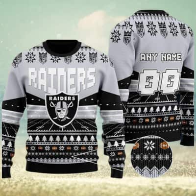 NFL Las Vegas Raiders Ugly Christmas Sweater Custom Name Number